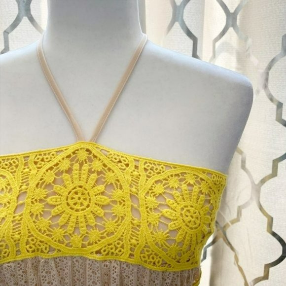 Foxiedox Yellow Floral Lace Mia Halter Dress - Picture 3 of 11